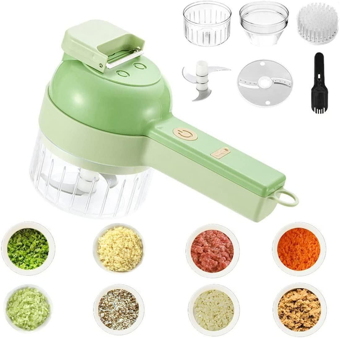 4-in-1 Portable Electric Vegetable Cutter Set | Wireless Mini Food Processor | Electric Chopper for Onion, Garlic, Meat & Herbs