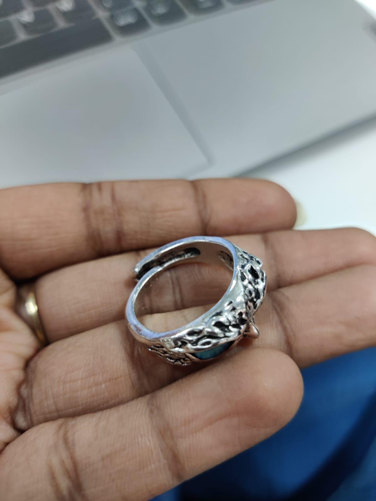 adjustable vintage silver owl ring for men and women