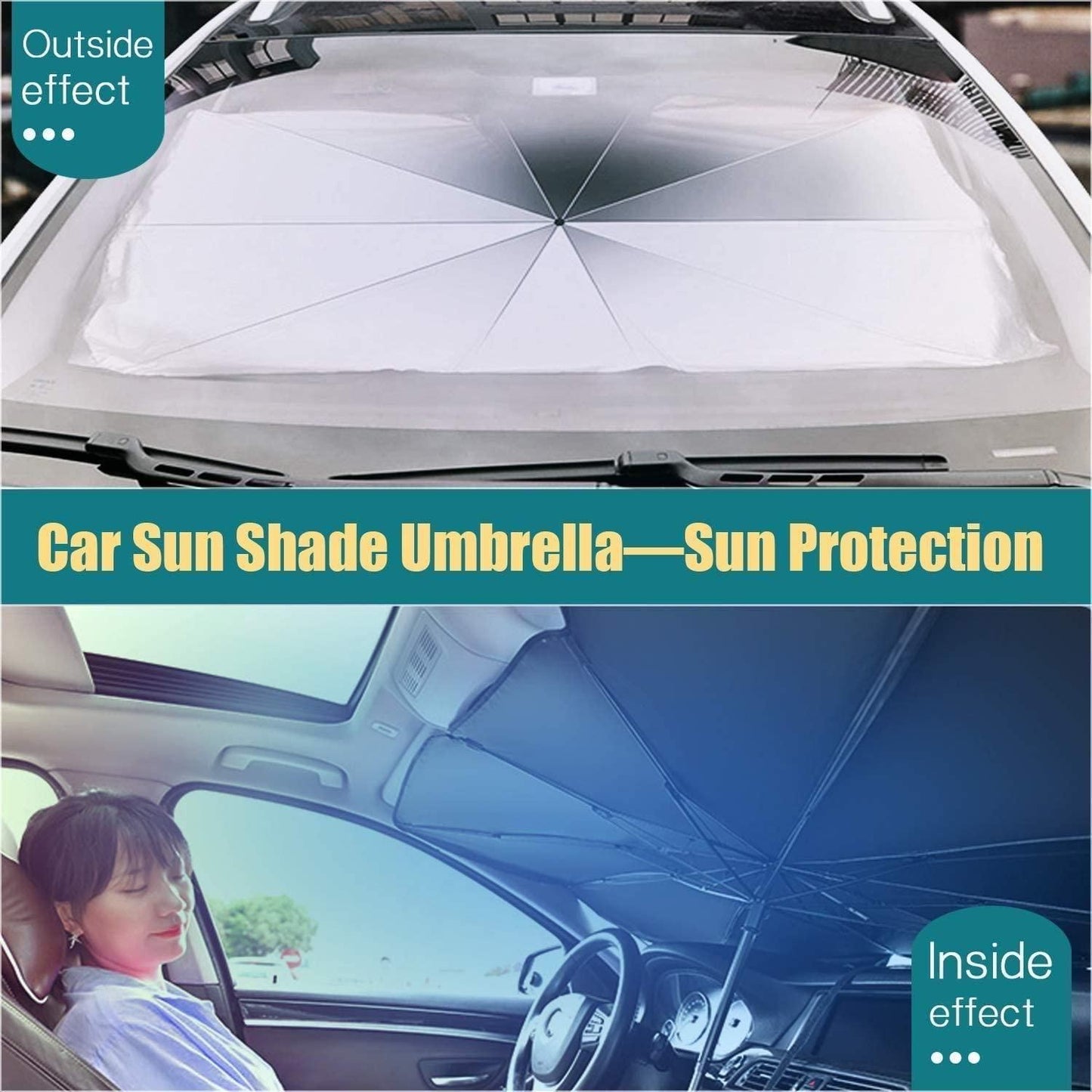 car windshield umbrella shade keeps car interior cool indian summer