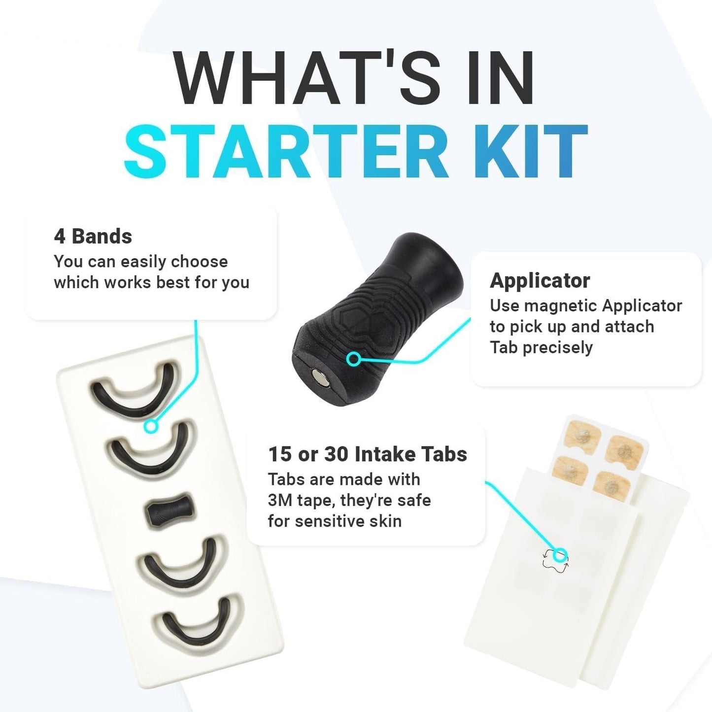 nasal strip starter kit contents silicone bands applicator intake tabs